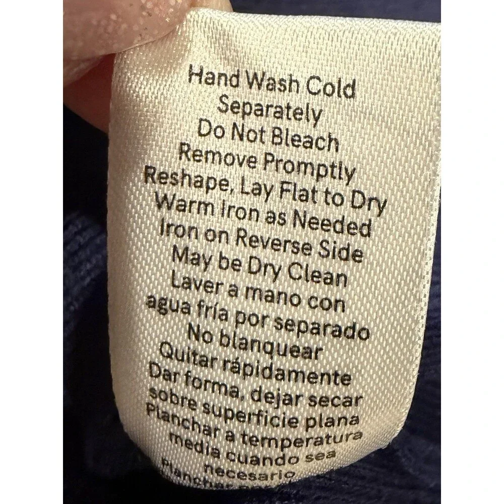 Venus Lace up neck and sleeve Navy blue Knit Sweater Size Large - Picture 7 of 7